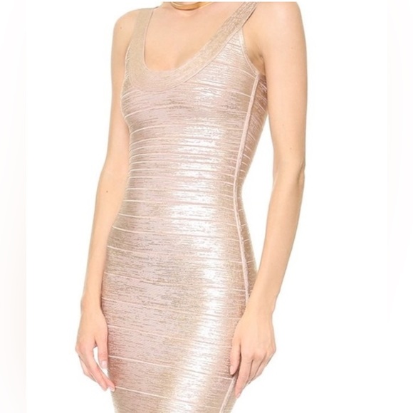 Herve leger rose shimmer short dress - Picture 1 of 7